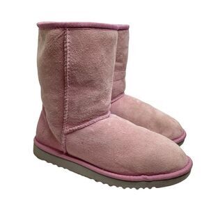 UGG Australia Classic‎ Short 5825 Leather Sheepskin Lined Winter Boots Pink 8